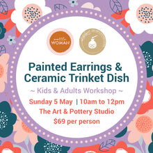 Load image into Gallery viewer, Painted Polymer Clay Earrings &amp; Ceramic Trinket Dish Workshop (All Ages)